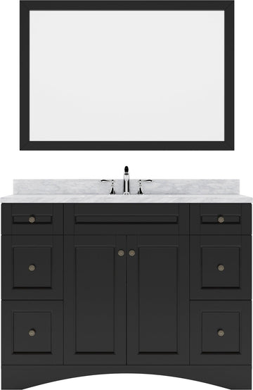 ES-32048-WMRO-ES Espresso Elise 48" Single Bath Vanity Set with Italian Carrara White Marble Top & Oval Centered Basin, Mirror