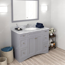 Load image into Gallery viewer, ES-32048-WMRO-GR Gray Elise 48&quot; Single Bath Vanity Set with Italian Carrara White Marble Top &amp; Oval Centered Basin, Mirror side