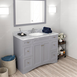 ES-32048-WMRO-GR Gray Elise 48" Single Bath Vanity Set with Italian Carrara White Marble Top & Oval Centered Basin, Mirror side
