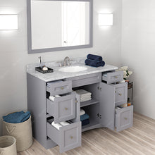 Load image into Gallery viewer, ES-32048-WMRO-GR Gray Elise 48&quot; Single Bath Vanity Set with Italian Carrara White Marble Top &amp; Oval Centered Basin, Mirror open