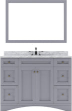 Load image into Gallery viewer, ES-32048-WMRO-GR Gray Elise 48&quot; Single Bath Vanity Set with Italian Carrara White Marble Top &amp; Oval Centered Basin, Mirror