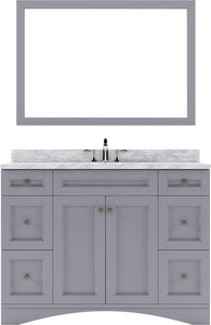 ES-32048-WMRO-GR Gray Elise 48" Single Bath Vanity Set with Italian Carrara White Marble Top & Oval Centered Basin, Mirror