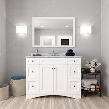 Load image into Gallery viewer, ES-32048-WMRO-WH White Elise 48&quot; Single Bath Vanity Set with Italian Carrara White Marble Top &amp; Oval Centered Basin, Mirror