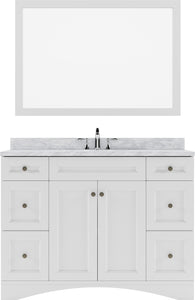 ES-32048-WMRO-WH White Elise 48" Single Bath Vanity Set with Italian Carrara White Marble Top & Oval Centered Basin, Mirror