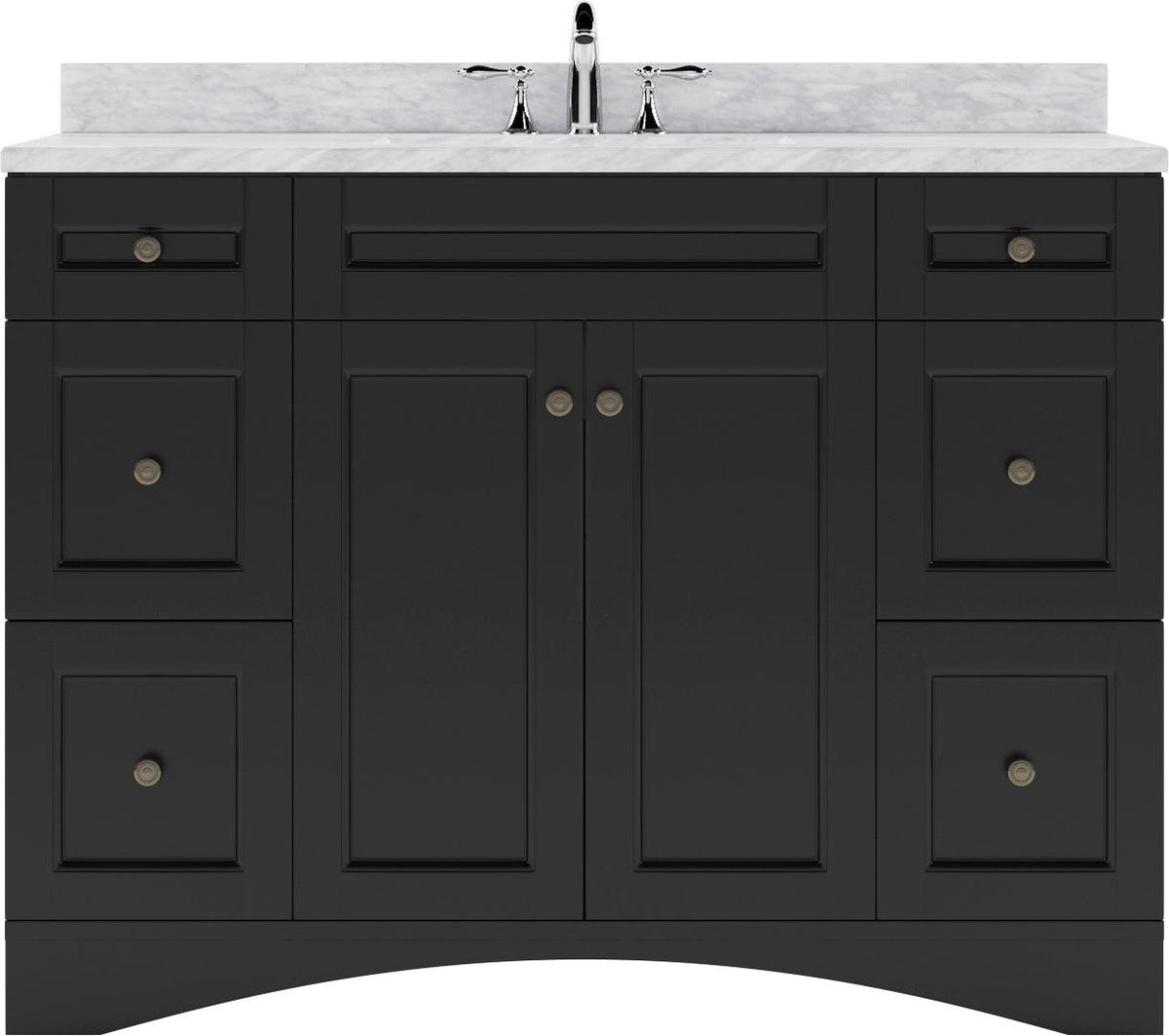 ES-32048-WMSQ-ES Espresso Elise 48" Single Bath Vanity Set with Italian Carrara White Marble Top & Rectangular Centered Basin