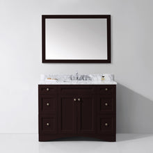 Load image into Gallery viewer, ES-32048-WMSQ-ES Espresso Elise 48&quot; Single Bath Vanity Set with Italian Carrara White Marble Top &amp; Rectangular Centered Basin, Mirror