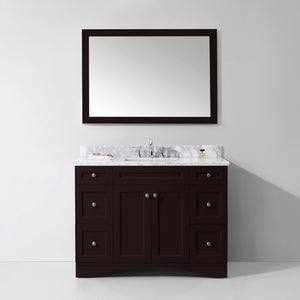 ES-32048-WMSQ-ES Espresso Elise 48" Single Bath Vanity Set with Italian Carrara White Marble Top & Rectangular Centered Basin, Mirror