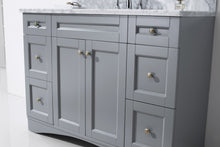 Load image into Gallery viewer, ES-32048-WMSQ-GR Gray Elise 48&quot; Single Bath Vanity Set with Italian Carrara White Marble Top &amp; Rectangular Centered Basin