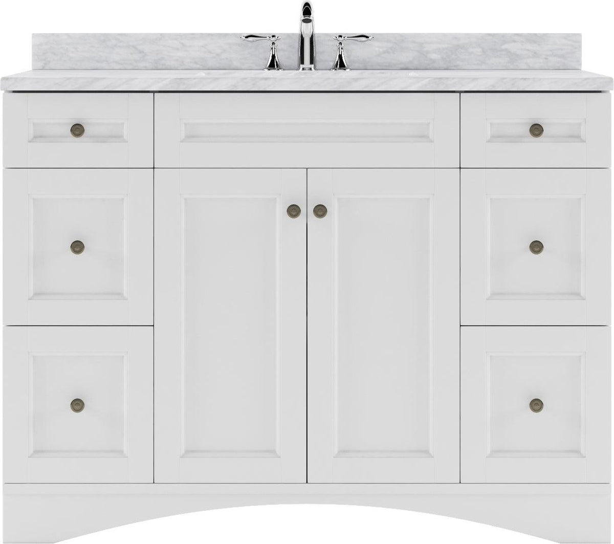ES-32048-WMSQ-WH White Elise 48" Single Bath Vanity Set with Italian Carrara White Marble Top & Rectangular Centered Basin
