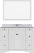 Load image into Gallery viewer, ES-32048-WMSQ-WH White Elise 48&quot; Single Bath Vanity Set with Italian Carrara White Marble Top &amp; Rectangular Centered Basin, Mirror