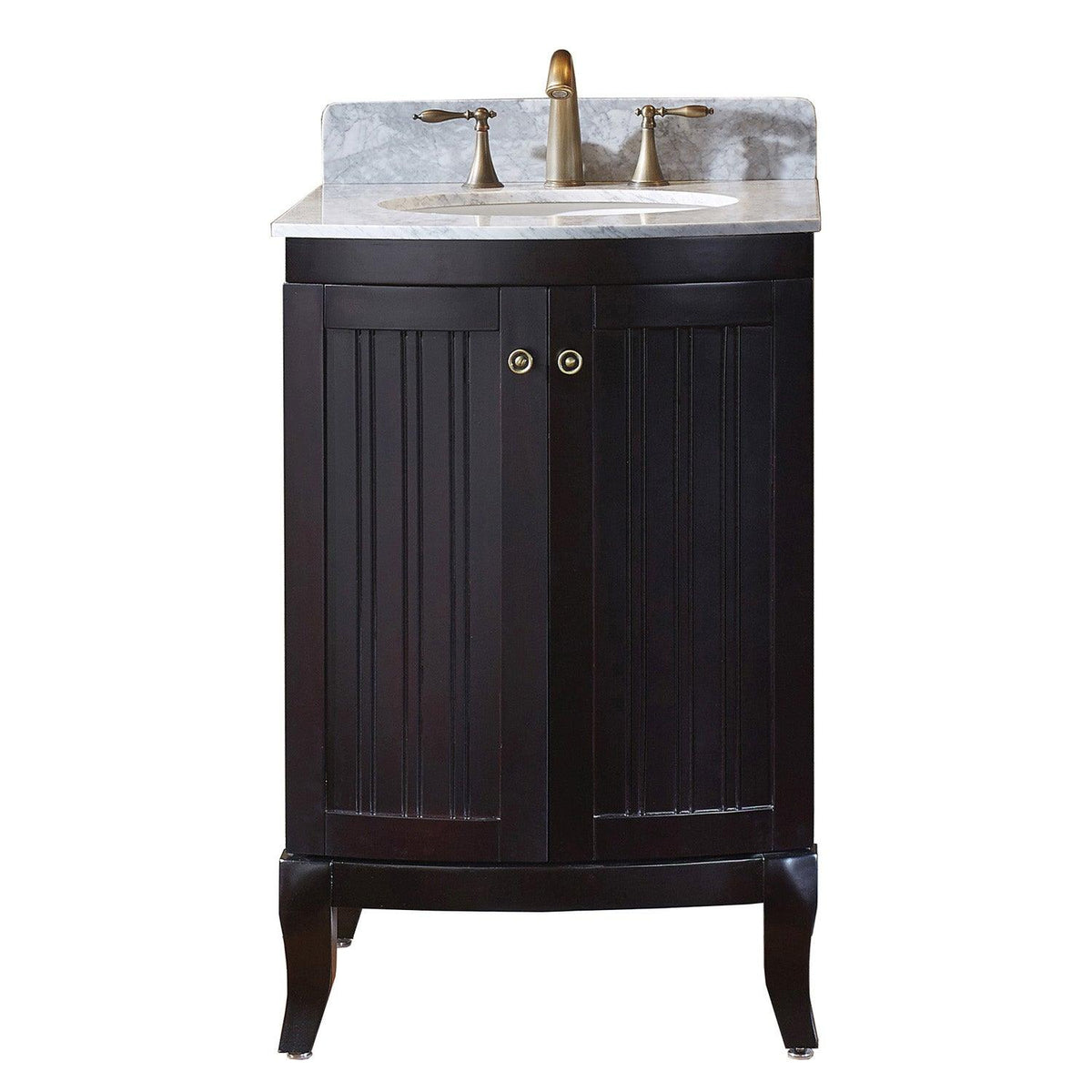 ES-52024-WMRO-ES Espresso Khaleesi 24" Single Bath Vanity Set with Italian Carrara White Marble Top & Oval Centered Basin