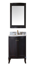 Load image into Gallery viewer, ES-52024-WMRO-ES Espresso Khaleesi 24&quot; Single Bath Vanity Set with Italian Carrara White Marble Top &amp; Oval Centered Basin, Mirror