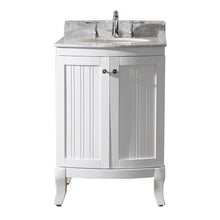 Load image into Gallery viewer, ES-52024-WMRO-WH White Khaleesi 24&quot; Single Bath Vanity Set with Italian Carrara White Marble Top &amp; Oval Centered Basin, Mirror