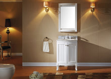 Load image into Gallery viewer, ES-52024-WMRO-WH White Khaleesi 24&quot; Single Bath Vanity Set with Italian Carrara White Marble Top &amp; Oval Centered Basin, Mirror