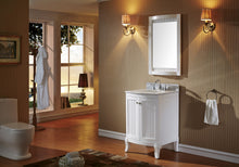 Load image into Gallery viewer, ES-52024-WMRO-WH White Khaleesi 24&quot; Single Bath Vanity Set with Italian Carrara White Marble Top &amp; Oval Centered Basin, Mirror side