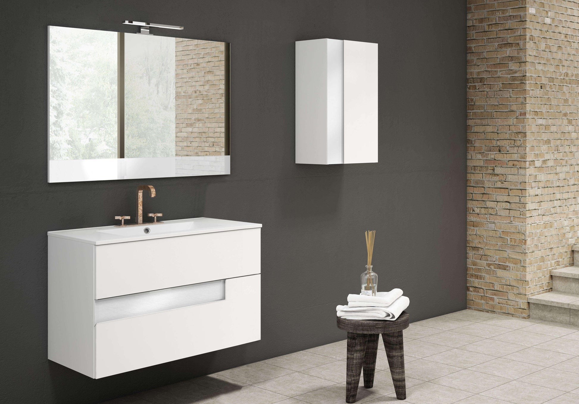 Lucena Bath Vision 24" Contemporary Wood single sink Vanity in White & White handle / Abedul & Tortora / Canela & Black / White & Black / White & Grey / Grey & White - The Bath Vanities