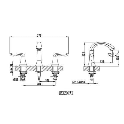 Wide Spread Lavatory Faucet F01 114 in Chrome / Brush Nickel