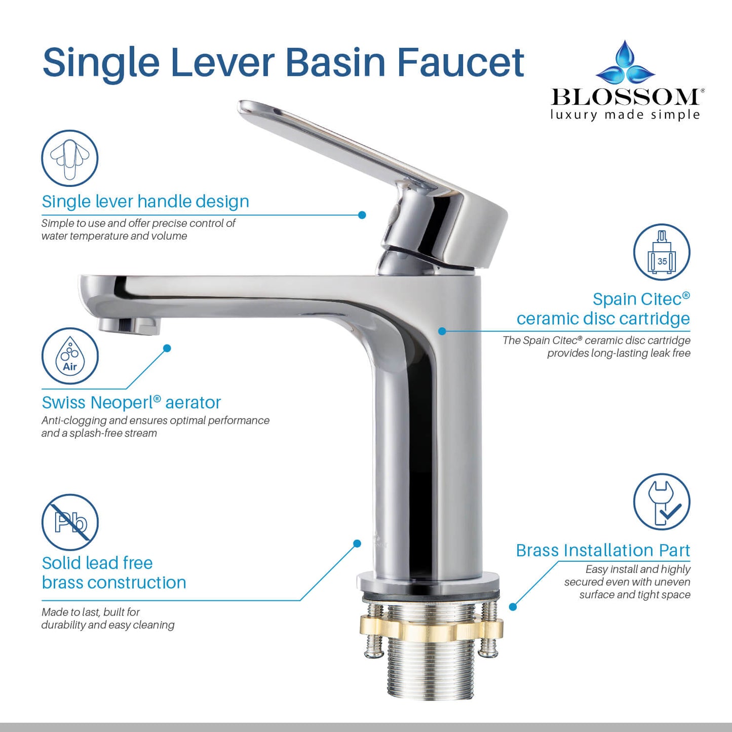 Single Handle Lavatory Faucet F01 119 in Chrome / Brush Nickel