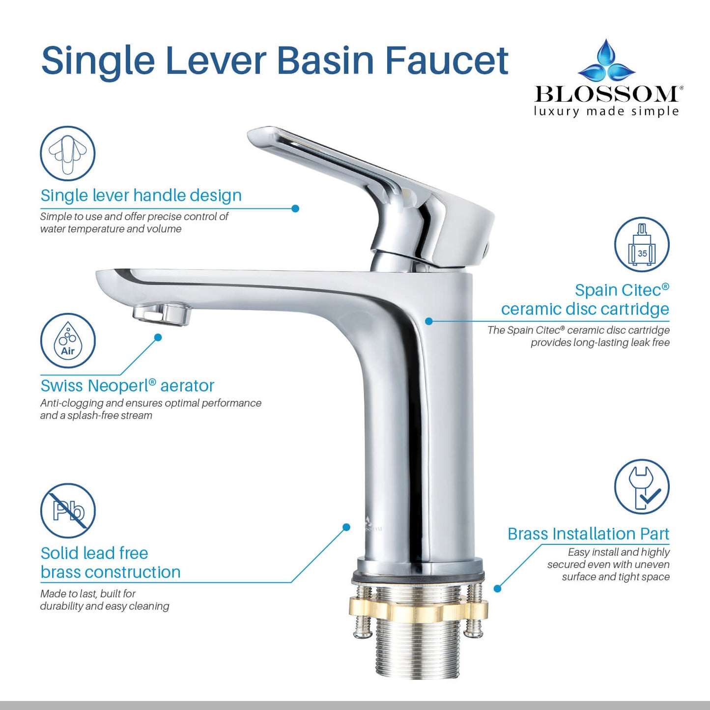 Single Handle Lavatory Faucet F01 120 in Five colors