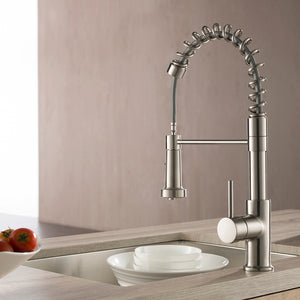 Single Handle Pull Down Kitchen Faucet F01 205 Brush Nickel / Black