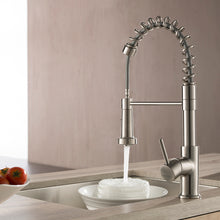 Load image into Gallery viewer, Single Handle Pull Down Kitchen Faucet F01 205 02 Brush Nickel open