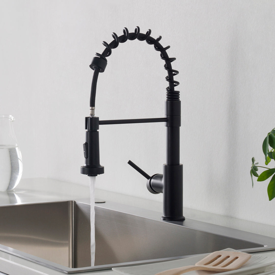 Single Handle Pull Down Kitchen Faucet F01 205 Brush Nickel / Black