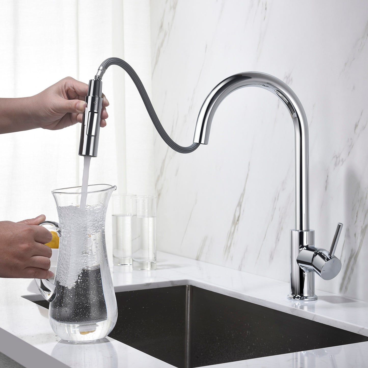 Blossom Single Handle Pull Down Kitchen Faucet F01 206