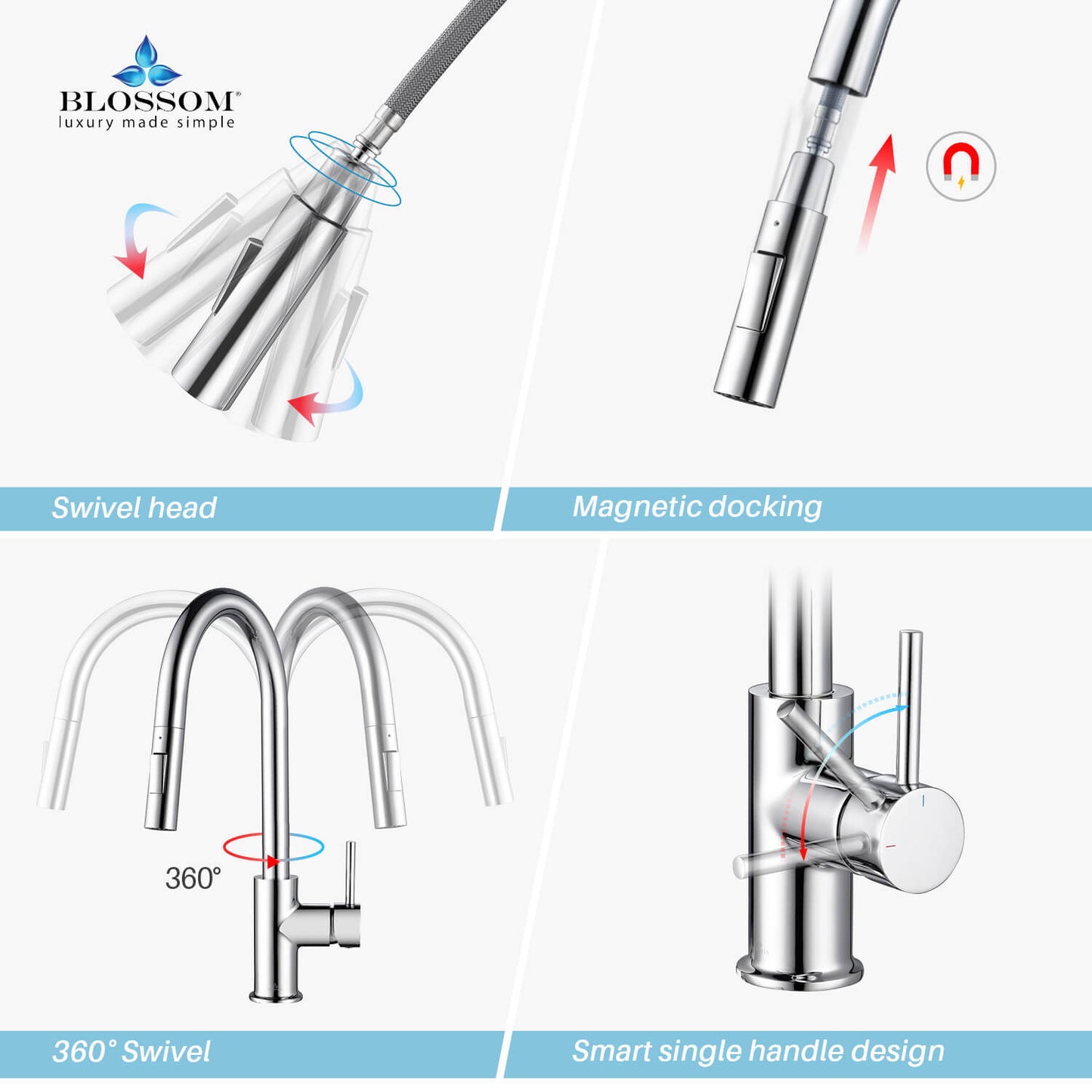 Blossom Single Handle Pull Down Kitchen Faucet F01 206