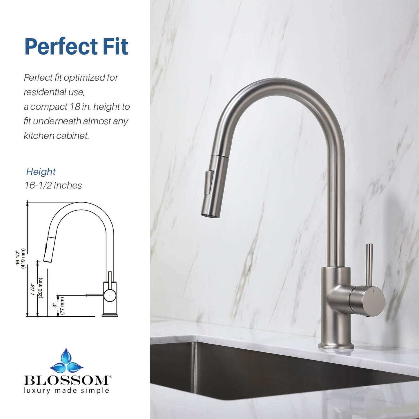 Blossom Single Handle Pull Down Kitchen Faucet F01 206