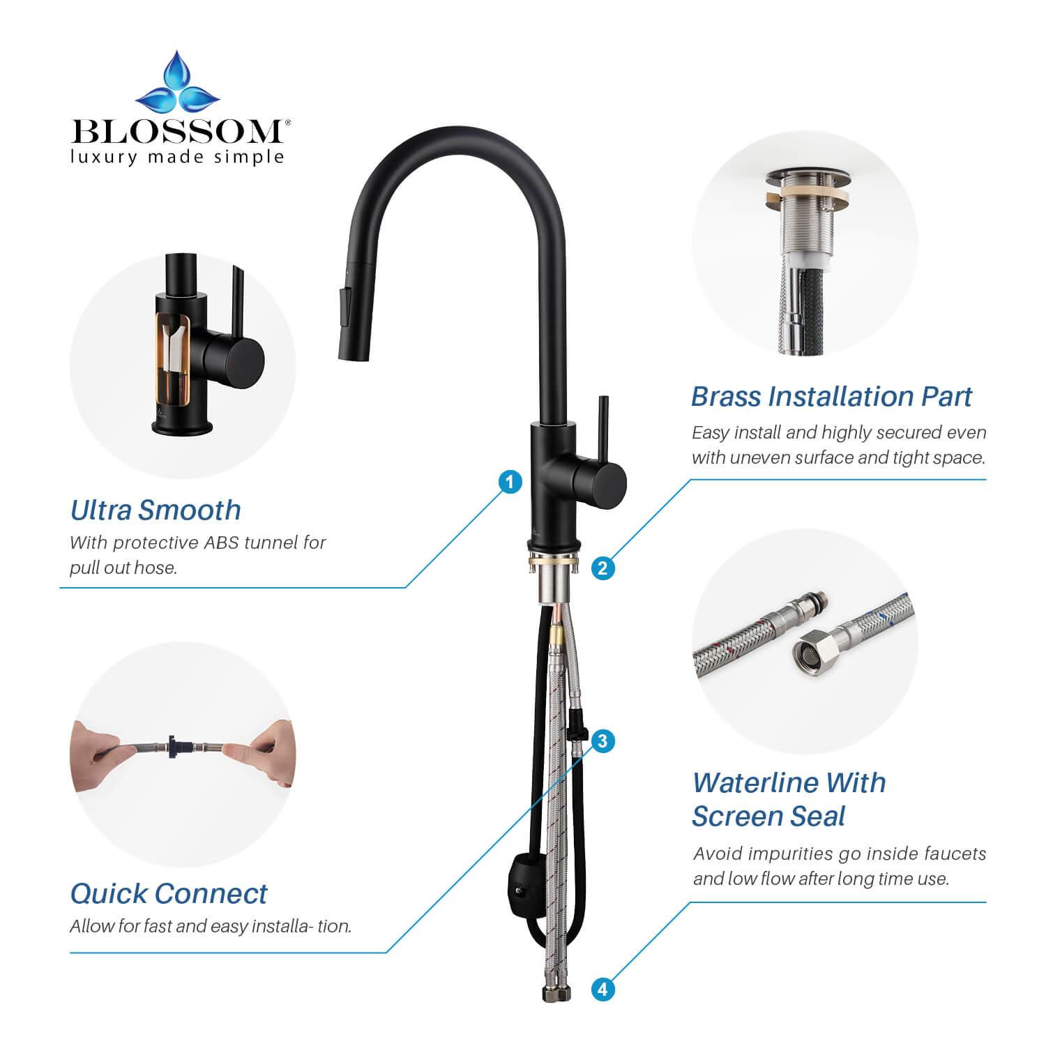 Blossom Single Handle Pull Down Kitchen Faucet F01 206