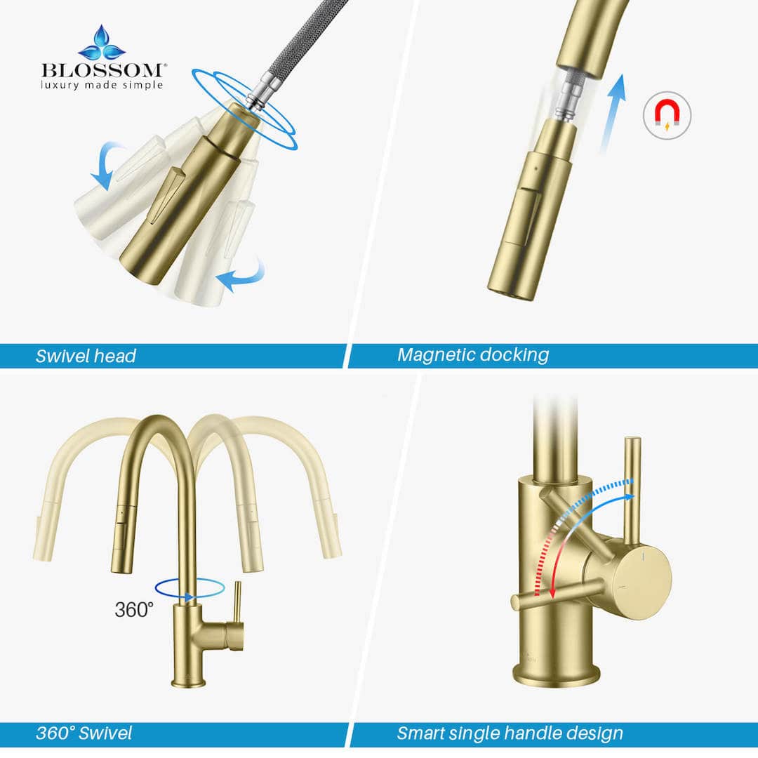 Blossom Single Handle Pull Down Kitchen Faucet F01 206