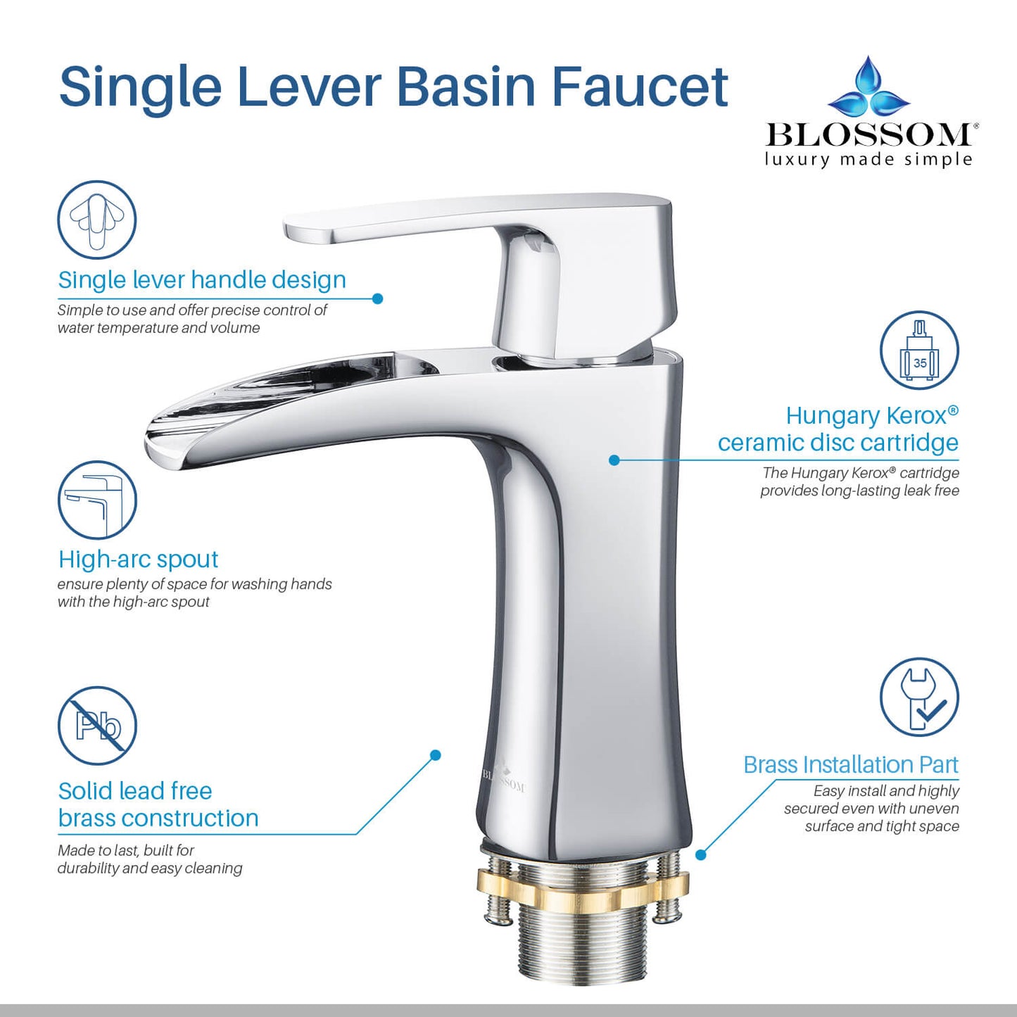 Single Handle Lavatory Faucet F01 301 in Chrome / Brush Nickel