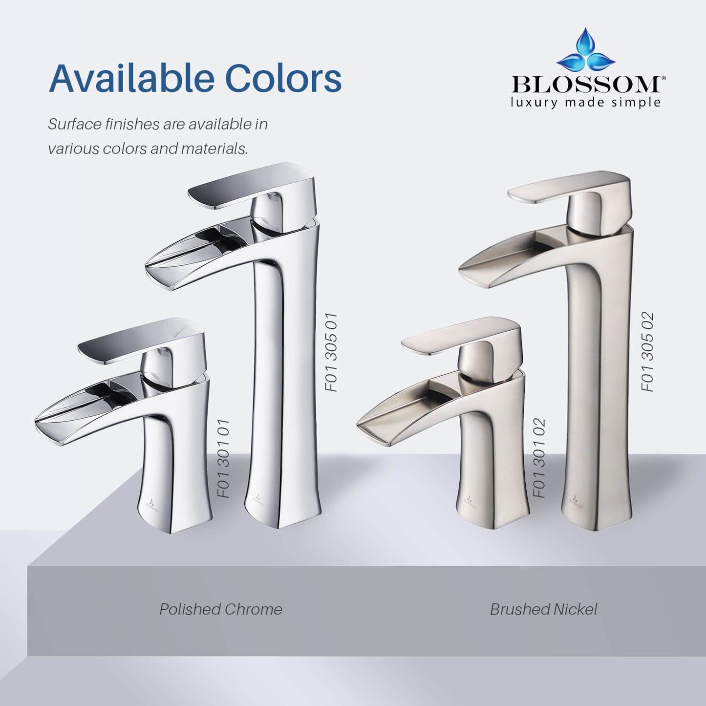 Single Handle Lavatory Faucet F01 301 in Chrome / Brush Nickel