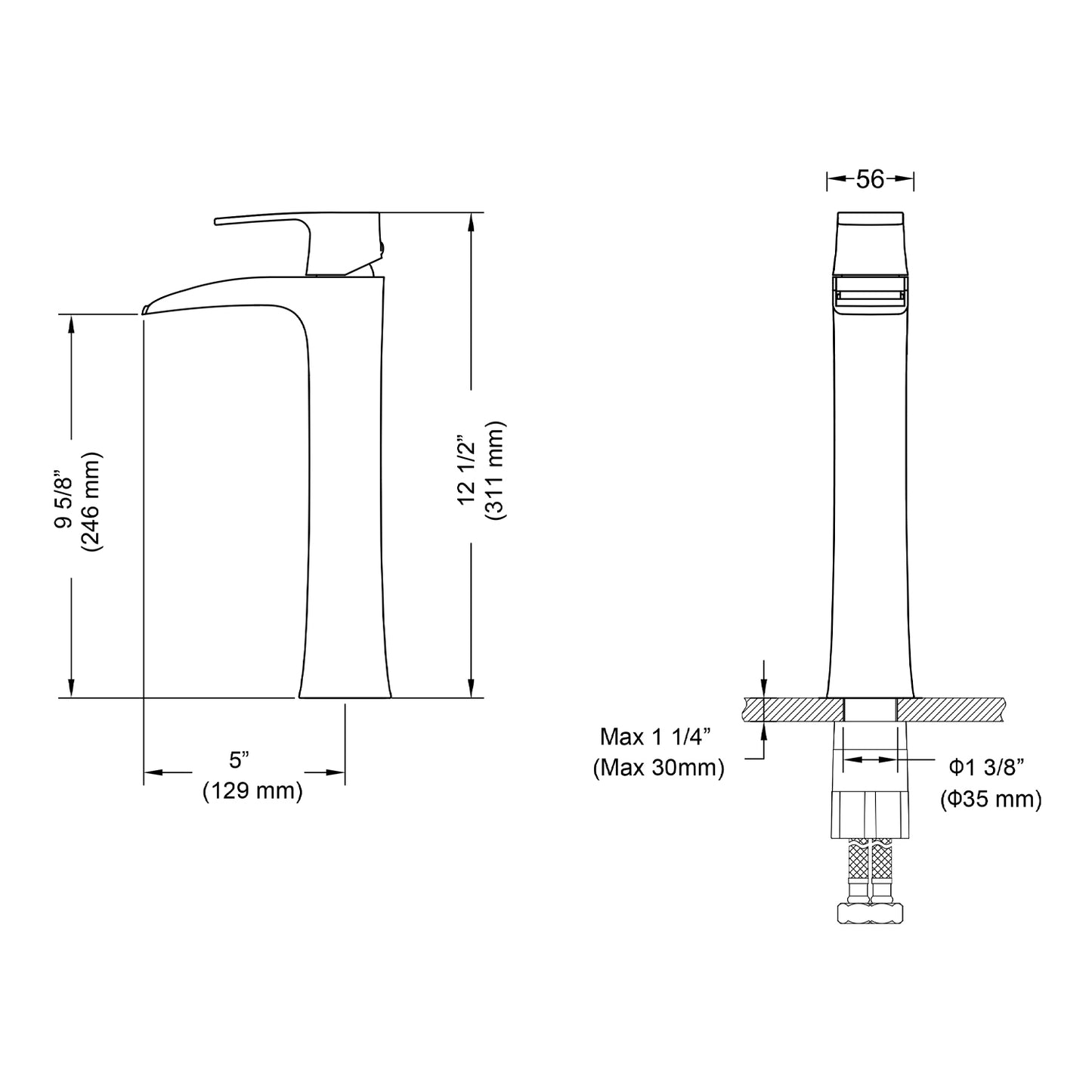 Single Handle Lavatory Faucet F01 305 0 in Chrome / Brush Nickel