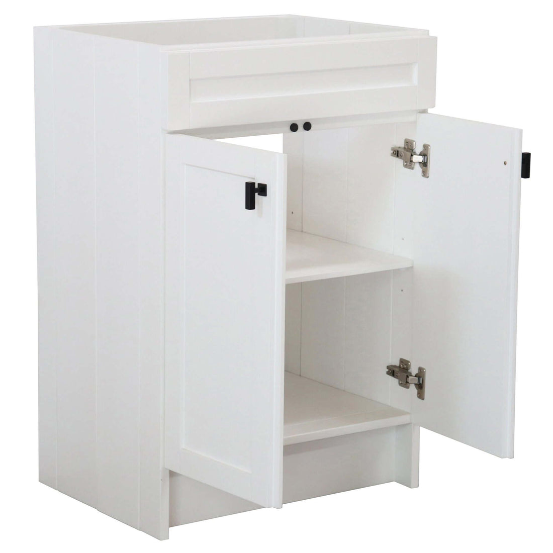 White 23 in. Single Sink Foldable Vanity Cabinet with matte black Hardware finish