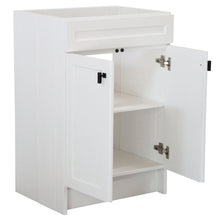 Load image into Gallery viewer, White 23 in. Single Sink Foldable Vanity Cabinet with matte black Hardware finish open