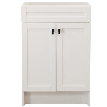 White 23 in. Single Sink Foldable Vanity Cabinet with matte black Hardware finish