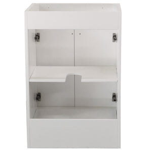 White 23 in. Single Sink Foldable Vanity Cabinet with matte black Hardware finish back