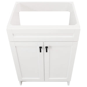 White 23 in. Single Sink Foldable Vanity Cabinet with matte black Hardware finish