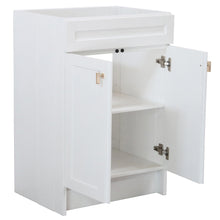 Load image into Gallery viewer, White 23 in. Single Sink Foldable Vanity Cabinet, Brushed Nickel Hardware finish openWhite 23 in. Single Sink Foldable Vanity Cabinet, Brushed Gold Hardware finish open