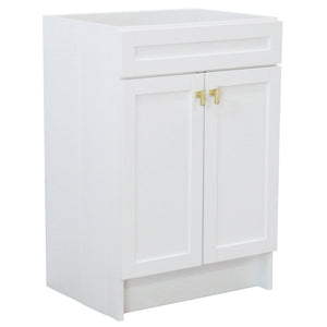 White 23 in. Single Sink Foldable Vanity Cabinet, Gold Hardware finish