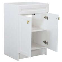 Load image into Gallery viewer, White 23 in. Single Sink Foldable Vanity Cabinet, Brushed Gold Hardware finish open