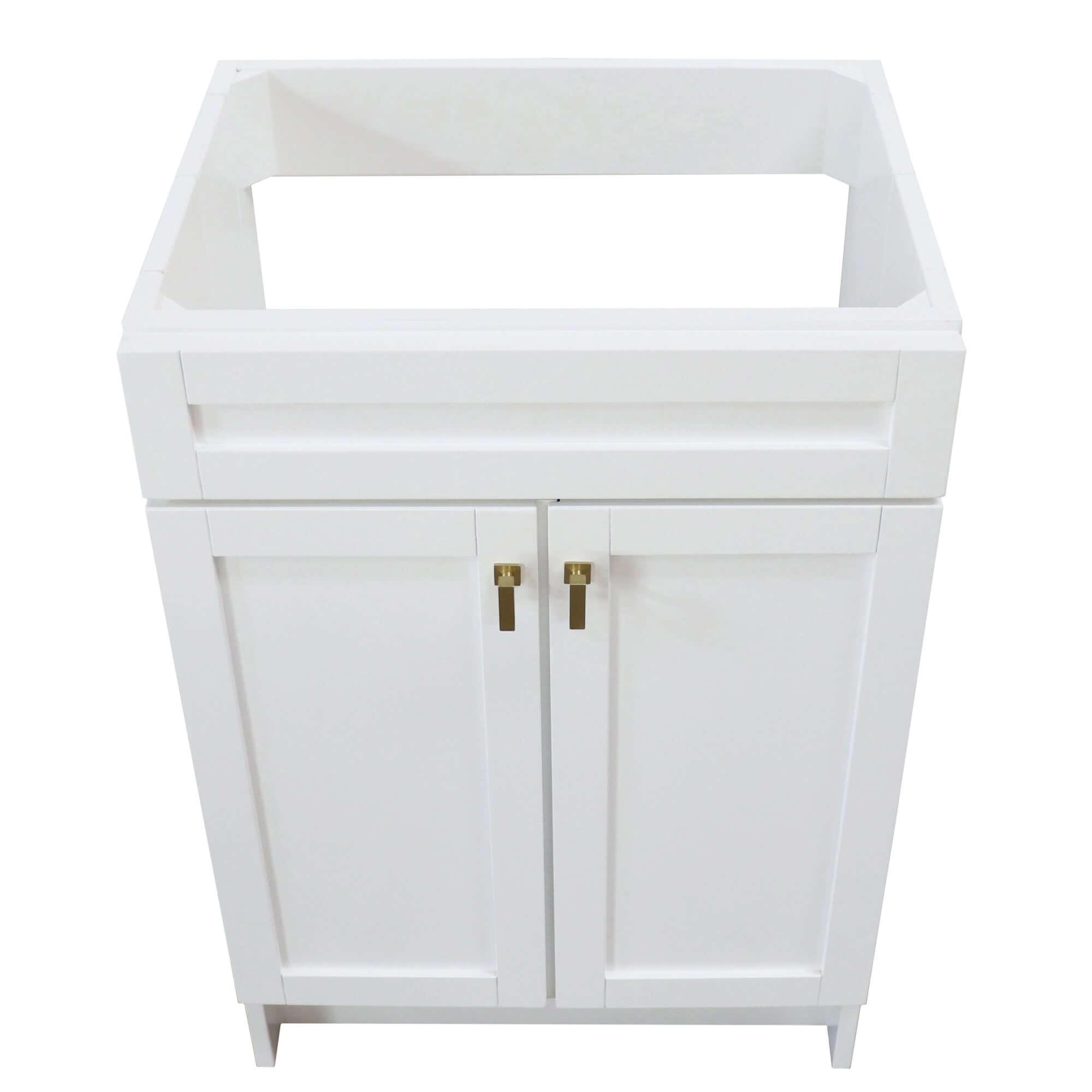 White 23 in. Single Sink Foldable Vanity Cabinet, Brushed Gold Hardware finish