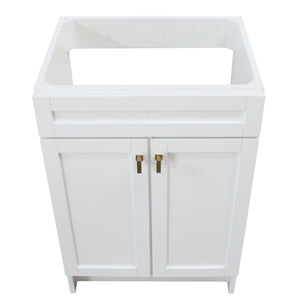White 23 in. Single Sink Foldable Vanity Cabinet, Brushed Gold Hardware finish