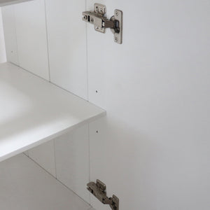 White 23 in. Single Sink Foldable Vanity Cabinet, Brushed Gold Hardware finish inside
