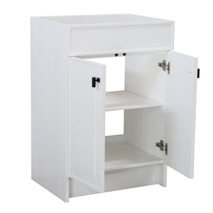 23 in. Single Sink Foldable Vanity Cabinet only, White Finish, Metta Black hardware finish open