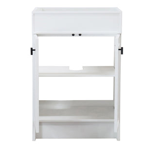 23 in. Single Sink Foldable Vanity Cabinet only, White Finish, Metta Black hardware finish open