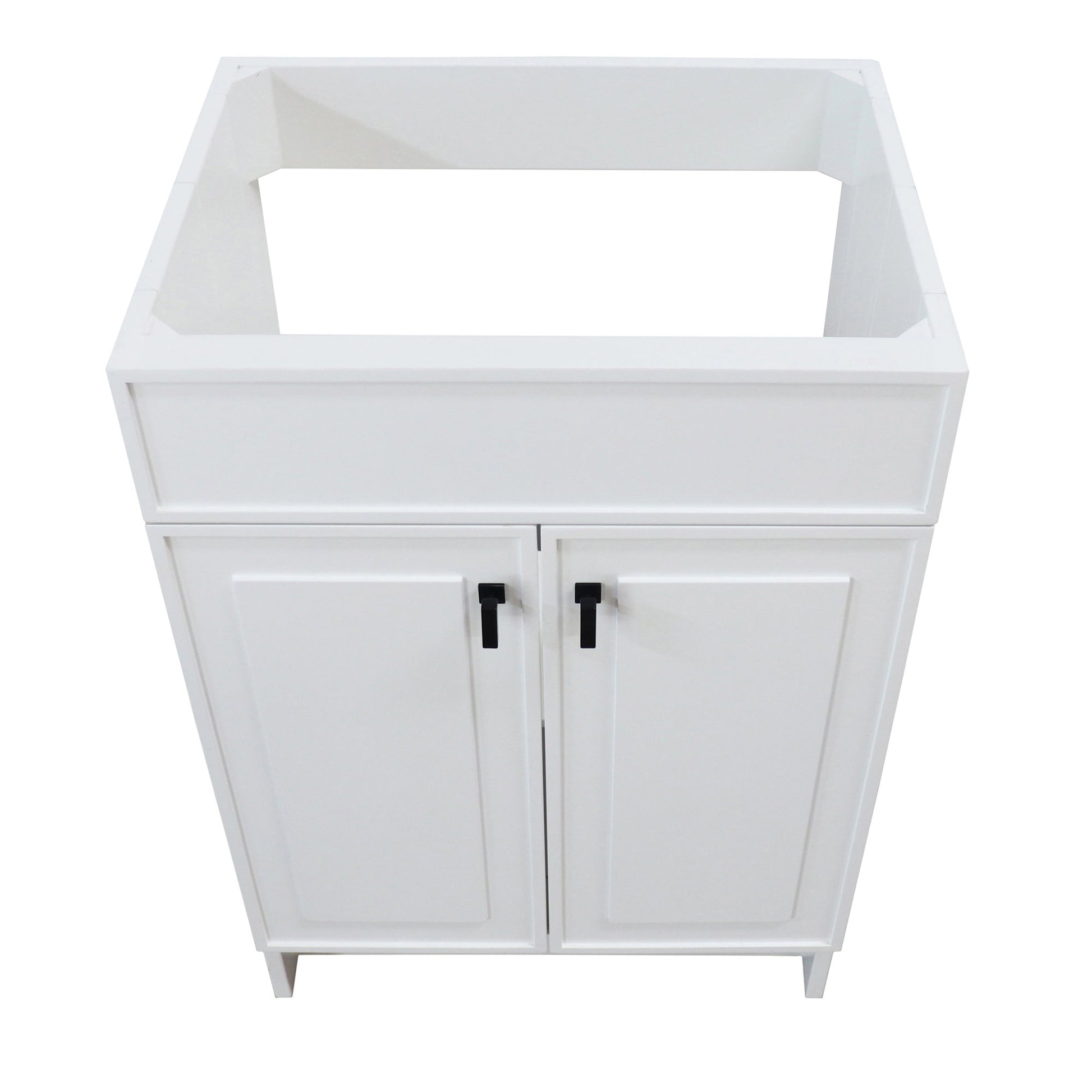 23 in. Single Sink Foldable Vanity Cabinet only, White Finish, Metta Black hardware finish