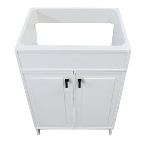 23 in. Single Sink Foldable Vanity Cabinet only, White Finish, Metta Black hardware finish