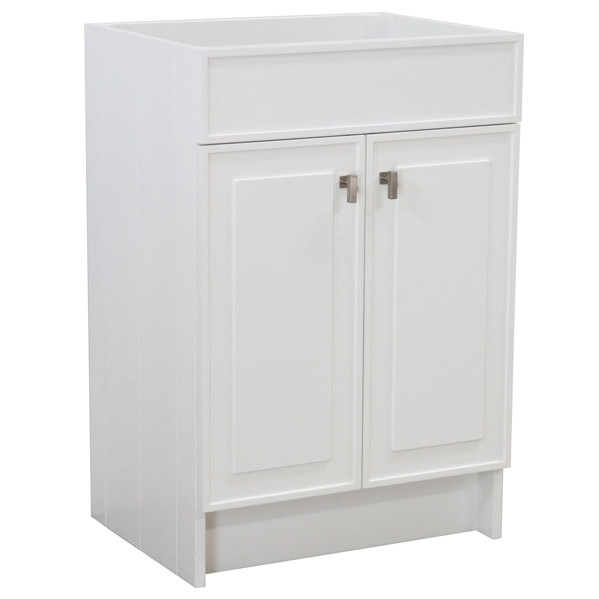 23 in. Single Sink Foldable Vanity Cabinet only, White Finish, Brushed Nickel  hardware finish